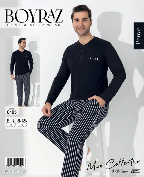 Boyraz 0405 Erkek Uzun Kol Pijama Takımı ürün görseli 1