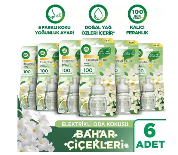 Air Wick Elektrikli Oda Kokusu Yedek Şişe Bahar Çiçekleri Esansiyel Yağlar İçerir 6 x 20 ML ürün görseli 1