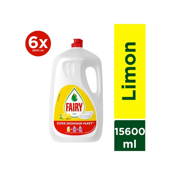 Fairy Sıvı Bulaşık Deterjanı Limon 6 x 2600 ML ürün görseli 1