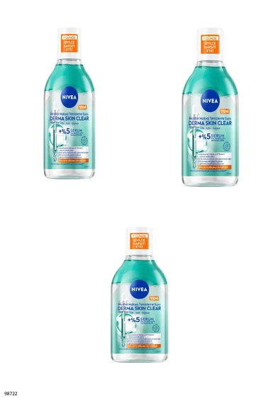 NIVEA 98722 Derma Skin Clear Micellar Makyaj Temizleme Suyu 3 ADET ürün görseli 1