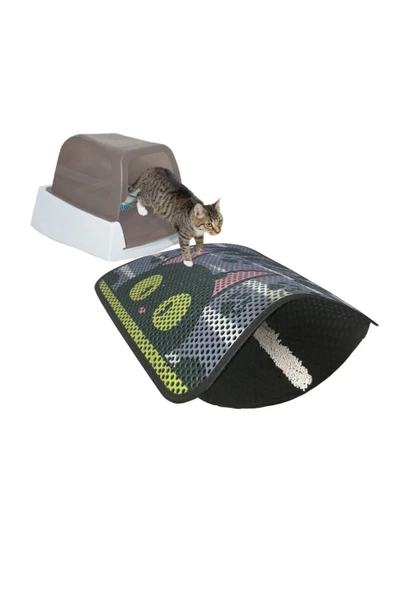 Bio Cat's Büyük Boy Elekli Kedi Tuvalet Önü Paspası 80 X 60 Cm Desenli - Resim 2
