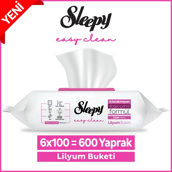 Sleepy Easy Clean Lilyum Buketi Yüzey Temizlik Havlusu&Mendili 6x100 (600 Yaprak) ürün görseli 1