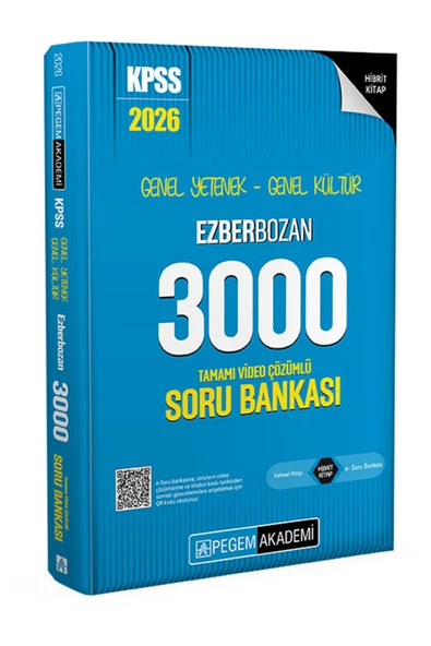 Pegem Akademi Yayıncılık 2026 KPSS Genel Yetenek Genel Kültür Ezberbozan 3000 Tamamı Video Çözümlü Soru Bankası ürün görseli