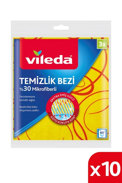 Vileda 10 Paket 3 Lü 30% Mikrofiberli Mutfak Bezi ürün görseli