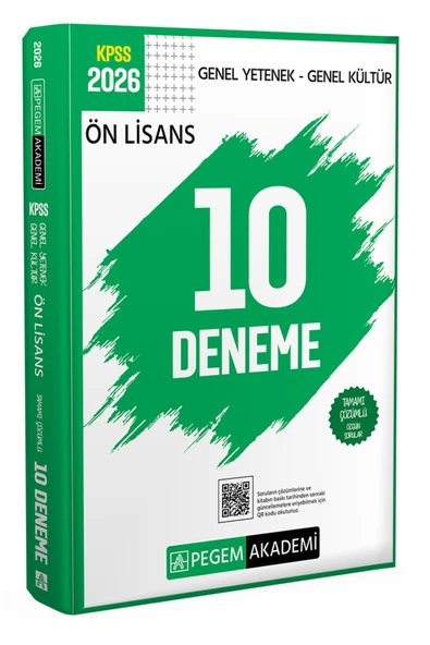 Pegem Akademi Yayıncılık 2026 KPSS Genel Yetenek Genel Kültür Ön Lisans Tamamı Çözümlü10 Deneme ürün görseli