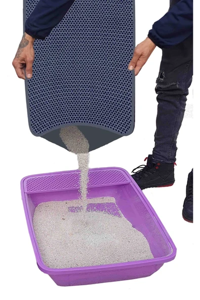 PeraMila Kedi Kumu Wc Önü Xxl Büyük Boy Elekli Tuvalet Önü Gri Kedi Kumu Paspası 60x120 Cm - Resim 2