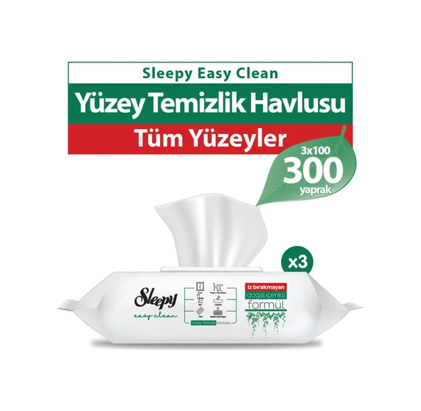 Sleepy Easy Clean Yüzey Temizlik Havlusu&Mendili 3X100 (300 Yaprak) ürün görseli
