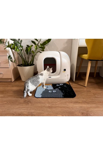 PeraMila Elekli Tuvalet Önü Desenli Kedi Kumu Paspas 45 X 60 Cm ürün görseli