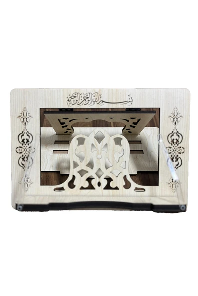 PeraMila Üç Kademeli Ahşap Rahle Kuran-ı Kerim & Kitap Okuma Standı Tablet Laptop Tutucu Nota Standı - Resim 2