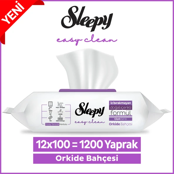Sleepy Easy Clean Orkide Bahçesi Yüzey Temizlik Havlusu&Mendili 12x100 (1200 Yaprak) ürün görseli 1