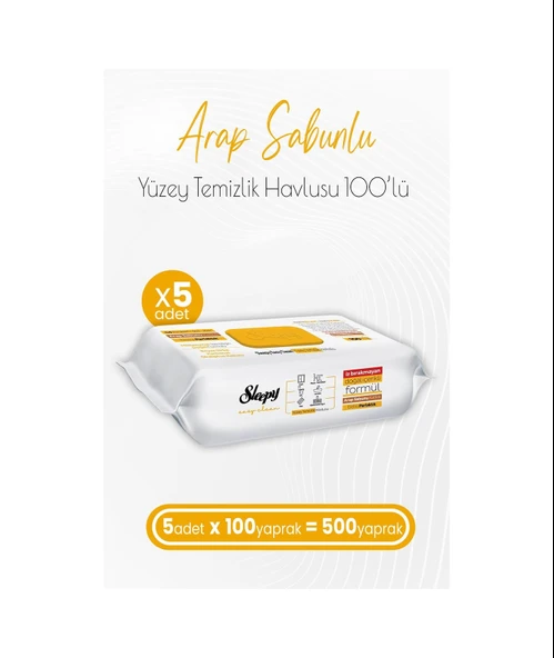 Sleepy Easy Clean Arap Sabunu Katkılı Yüzey Temizlik Havlusu 5 X 100'Lü 500 Yaprak ürün görseli