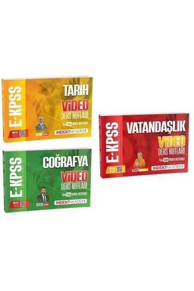 İndeks Akademi 2026 EKPSS Tarih + Coğrafya + Vatandaşlık Video Ders Notları 3 lü Set ürün görseli