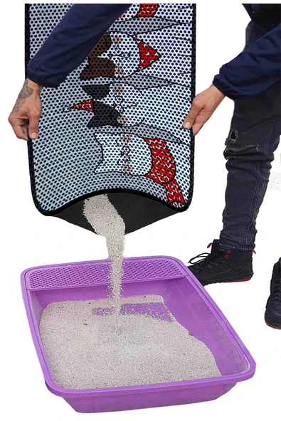 PeraMila BÜYÜK BOY ELEKLİ TUVALET ÖNÜ DESENLİ KEDİ KUMU PASPASI 60 x 120 cm - Resim 3