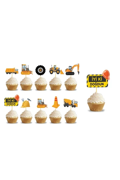 Big Party Inşaat Temalı Parti Kürdanı 10'lu ürün görseli