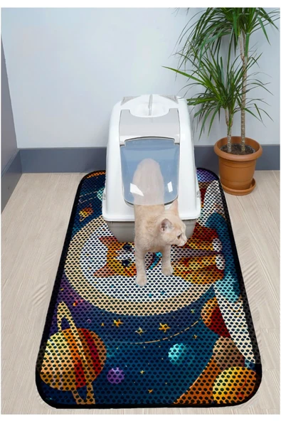 PeraMila BÜYÜK BOY ELEKLİ TUVALET ÖNÜ DESENLİ KEDİ KUMU PASPASI 60 x 120 cm ürün görseli