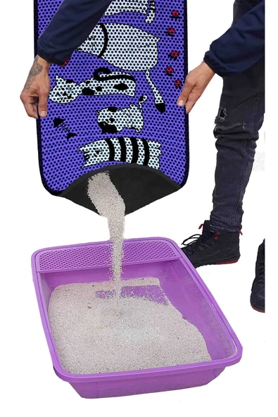 PeraMila BÜYÜK BOY ELEKLİ TUVALET ÖNÜ DESENLİ KEDİ KUMU PASPASI 60 x 120 cm - Resim 3