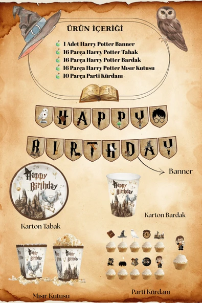 Big Party Harry Potter Temalı Parti Seti 59 Parça ürün görseli