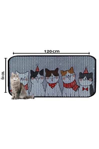 PeraMila BÜYÜK BOY ELEKLİ TUVALET ÖNÜ DESENLİ KEDİ KUMU PASPASI 60 x 120 cm - Resim 2