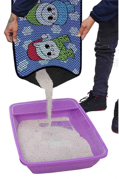 PeraMila BÜYÜK BOY ELEKLİ TUVALET ÖNÜ DESENLİ KEDİ KUMU PASPASI 60 x 120 cm - Resim 3