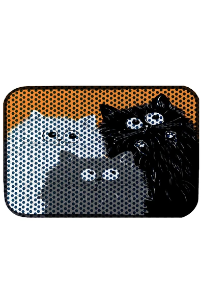 PeraMila Elekli Tuvalet Önü Desenli Kedi Kumu Paspas 45 X 60 Cm - Resim 3