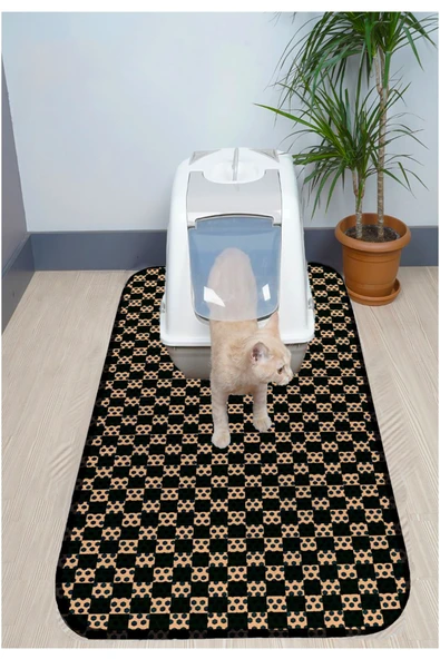 PeraMila XXL Büyük Boy Kedi Tuvaleti Önü Paspası Elekli / Wc Önü Desenli Kedi Kumu Paspas Yıkanabilir ürün görseli