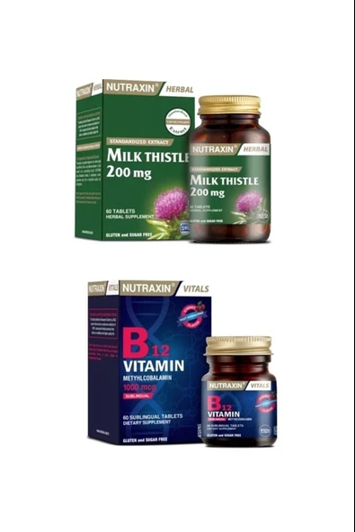 Nutraxin Milk Thistle 60 Tablet + B12 Vitamini 1000 Mcg 60 Dilaltı Tableti ürün görseli