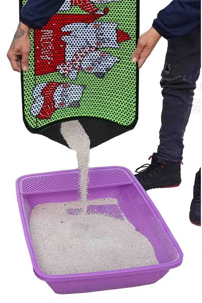 PeraMila BÜYÜK BOY ELEKLİ TUVALET ÖNÜ DESENLİ KEDİ KUMU PASPASI 60 x 120 cm - Resim 3