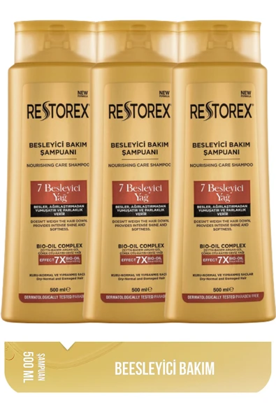 Restorex Bakım Şampuanı 7 Besleyici Yağ 500 Ml 3 Adet ürün görseli 1