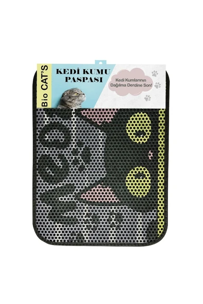 Bio Cat's Büyük Boy Elekli Kedi Tuvalet Önü Paspası 80 X 60 Cm Desenli - Resim 3