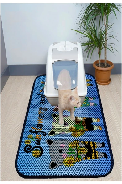 PeraMila BÜYÜK BOY ELEKLİ TUVALET ÖNÜ DESENLİ KEDİ KUMU PASPASI 60 x 120 cm ürün görseli