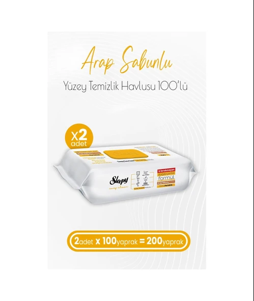 Sleepy Easy Clean Arap Sabunu Katkılı Yüzey Temizlik Havlusu 2 X 100'Lü 200 Yaprak ürün görseli