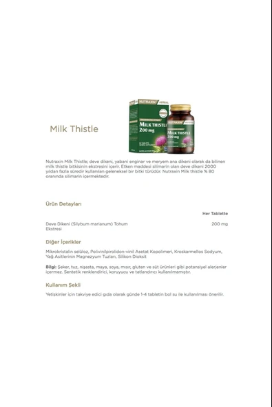 Nutraxin Milk Thistle 60 Tablet + Cranberry 500 Mg 60 Tablet - Resim 2