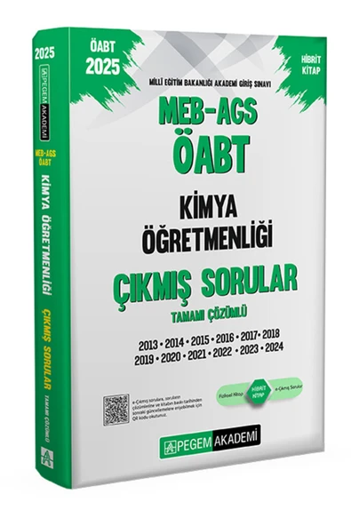 Pegem Akademi Yayıncılık 2025 Meb Ags Öabt Kimya Öğretmenliği Tamamı Çözümlü Çıkmış Sorular ürün görseli