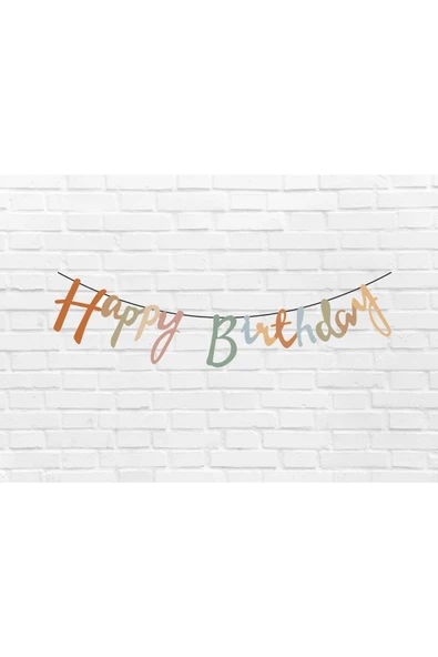 Big Party Kaligrafi Banner Happy Birthday Retro Karışık - Resim 2