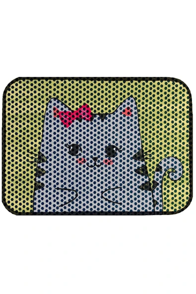 PeraMila Elekli Tuvalet Önü Desenli Kedi Kumu Paspas 45 X 60 Cm - Resim 3