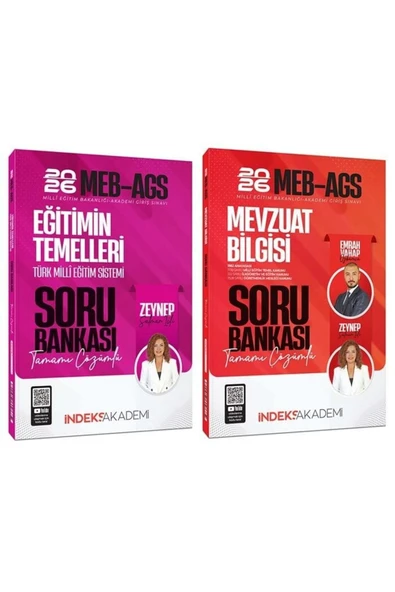 İndeks Akademi 2026 MEB-AGS Eğitimin Temelleri + Mevzuat Bilgisi Soru Bankası 2 li Set - Zeynep Salm ürün görseli
