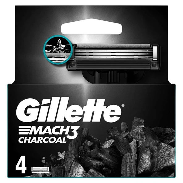Gillette Charcoal Mach 3 4'lü ürün görseli 1