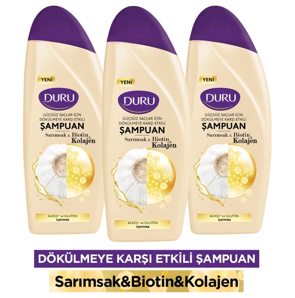 Duru Sarımsak & Biotin & Kolajen Dökülmeye Karşı Etkili Şampuan 3 x 500 ML ürün görseli 1