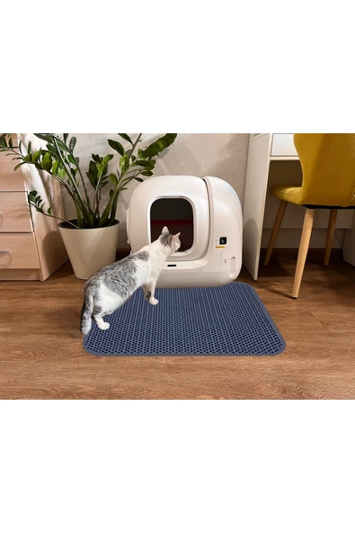 İN3DEX Büyük Boy Delikli Kedi Kumu Paspası, 60x80 CM, GRİ, Kum Toplayıcı ürün görseli