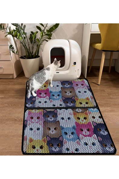 A 1968 AKTUNÇ TEKSTİL 3 XL PREMİUM DESENLİ KEDİ KUMU PASPASI 90 cm x 120 cm ürün görseli