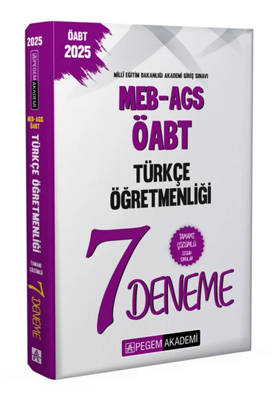 Pegem Akademi Yayıncılık 2025 MEB-AGS-ÖABT Türkçe Öğretmenliği Tamamı Çözümlü 7 Deneme ürün görseli