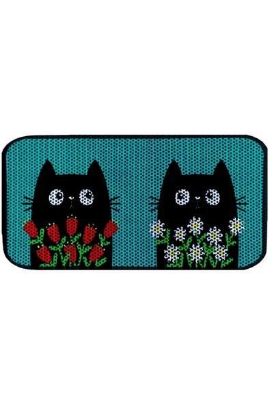 PeraMila 60X120 Büyük Boy Kedi Kumu WC Önü Paspas Desenli Elekli Tuvalet Önü Paspas XXL - Resim 2