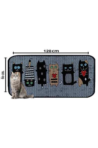 PeraMila BÜYÜK BOY ELEKLİ TUVALET ÖNÜ DESENLİ KEDİ KUMU PASPASI 60 x 120 cm - Resim 2