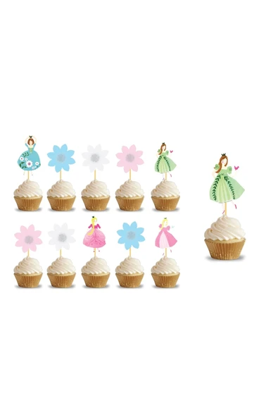 Big Party Meri Meri Prenses Simli Baskılı Parti Kürdanı 10'lu ürün görseli