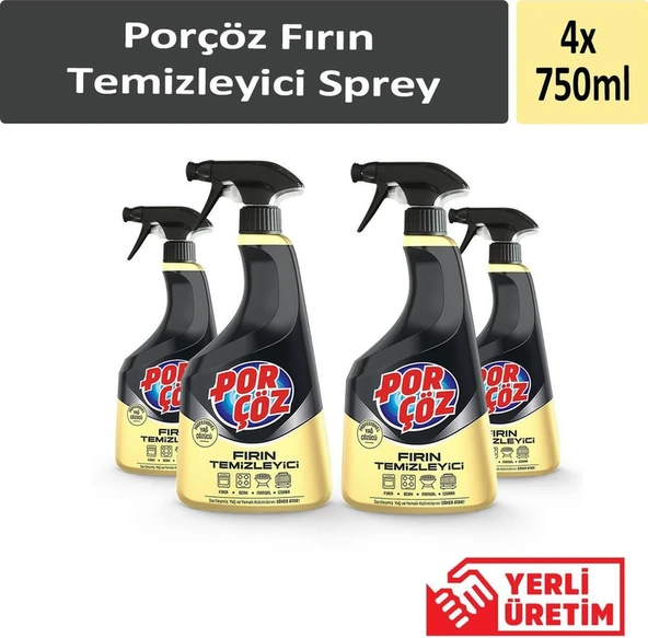 Porçöz Fırın Temizleyici Sprey 4 x 750 ML ürün görseli