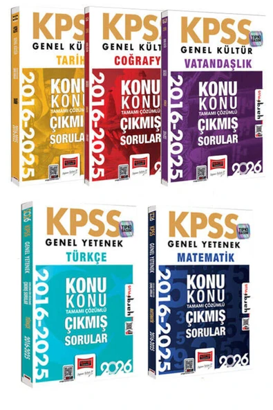 Yargı Yayınları 2026 KPSS GK-GY Tüm Dersler Konu Konu 10 Yıl Çıkmış Sorular (5 Kitap) ürün görseli