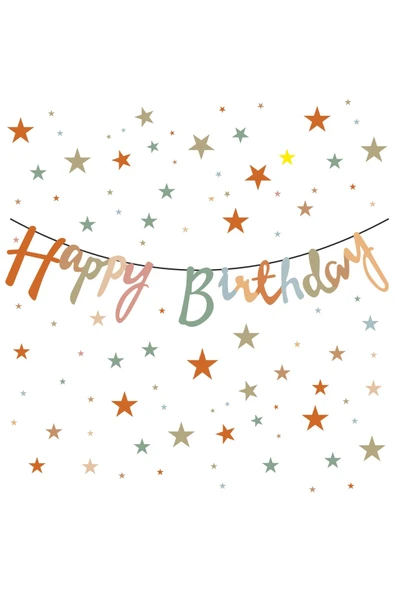 Big Party Kaligrafi Banner Happy Birthday Retro Karışık ürün görseli