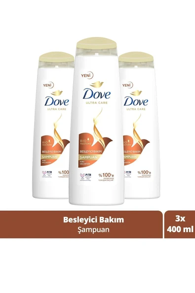 Dove Ultra Care Saç Bakım Şampuanı Besleyici Bakım Kuru Saçlar Için 400 ml X3 Adet ürün görseli 1