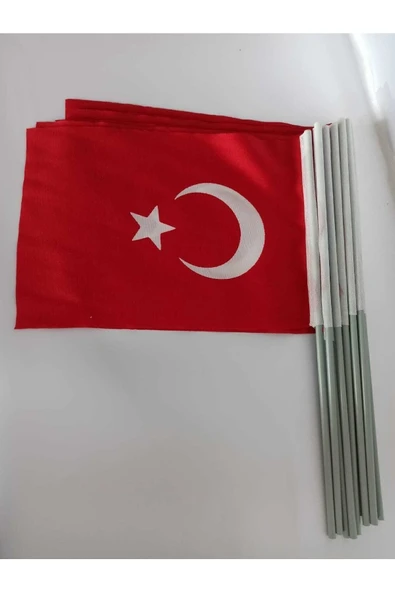 Denizli Bayrak Türk Bayrağı 20x30 Alpaka Kumaş Sopalı (20Lİ) - Resim 2