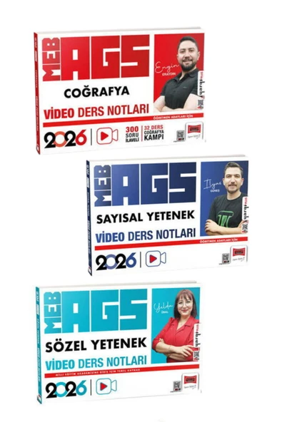 Yargı Yayınları 2026 MEB-AGS Öğretmen Adayları İçin Coğrafya+Sayısal+Sözel Yetenek Video Ders Notları-3 KİTAP-SET ürün görseli